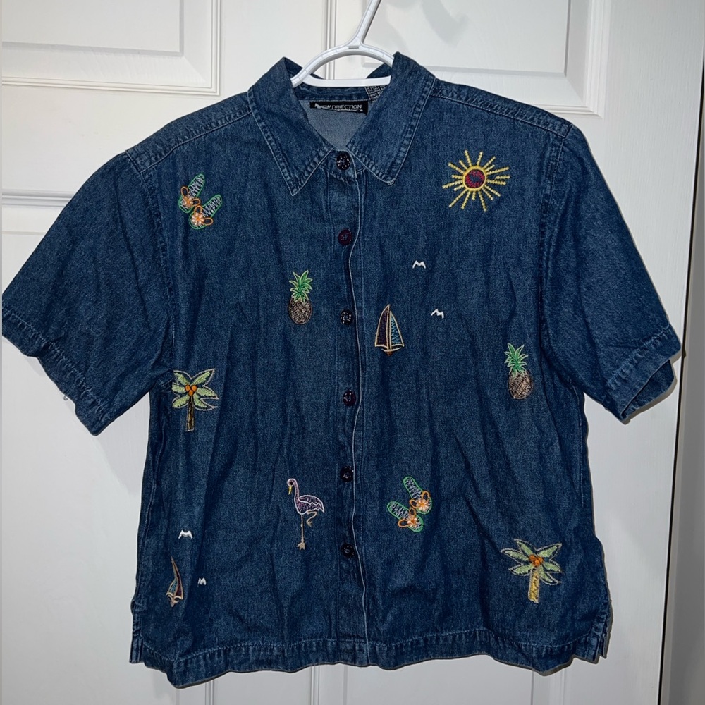 New Direction Embroidered Denim Shirt